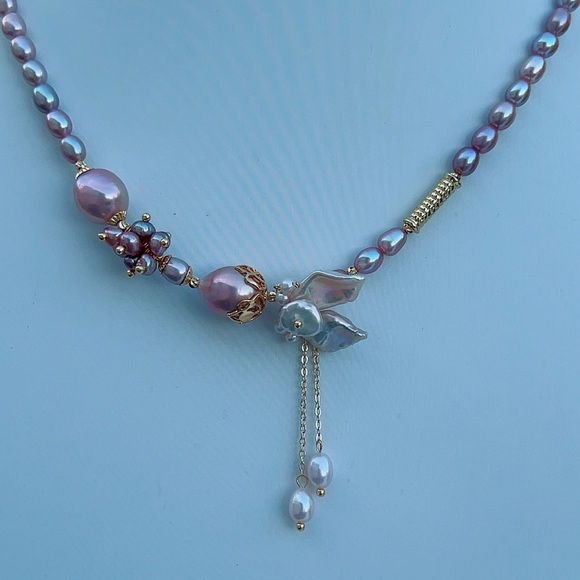 S98 Handmade Freshwater Baroque Pearl Necklace - Picture 4 of 8
